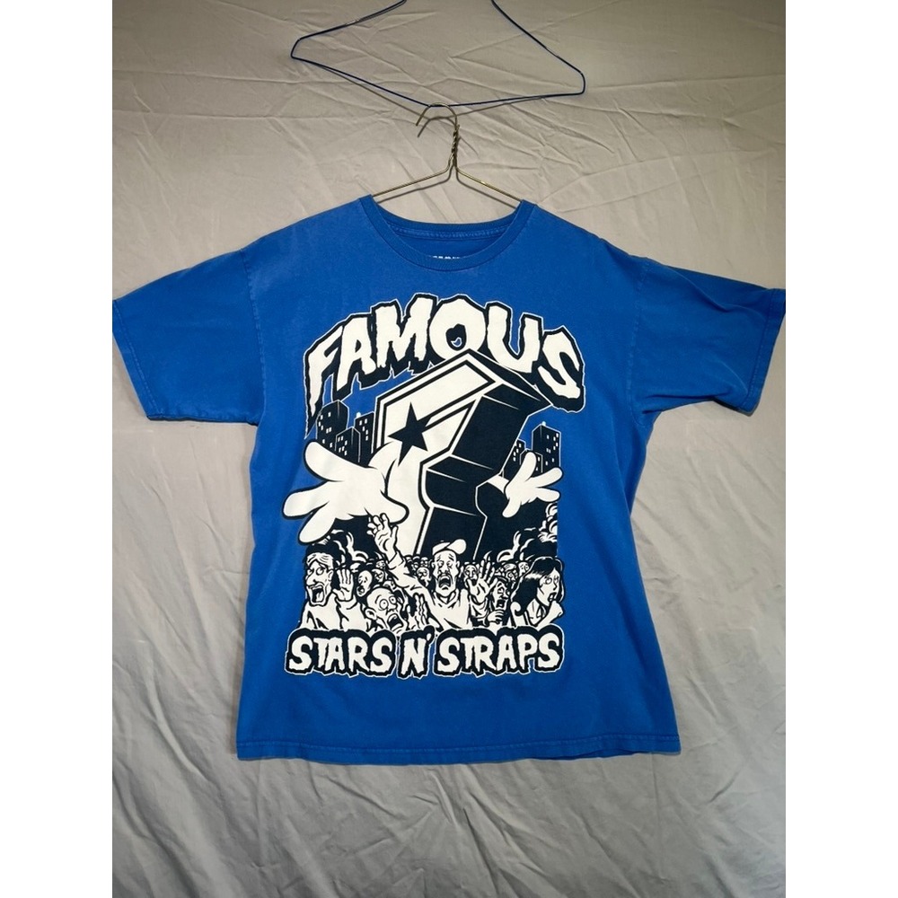 Famous Stars and Straps Mens Blue Graphic T-Shirt Large Skate Streetwear Tee